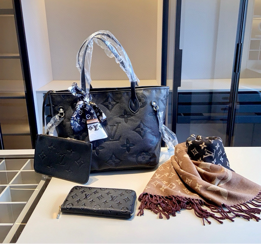 LV Bag + Purse &amp; Scarf Set