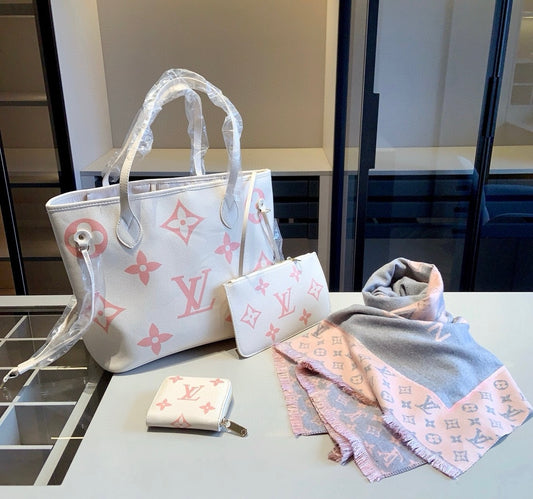 LV Bag + Purse &amp; Scarf Set