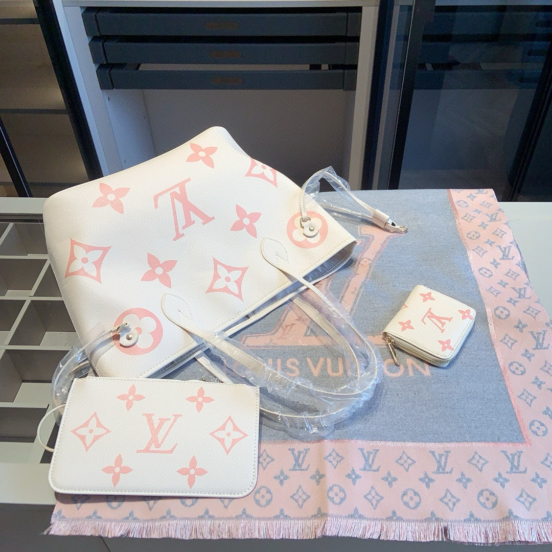 LV Bag + Purse &amp; Scarf Set