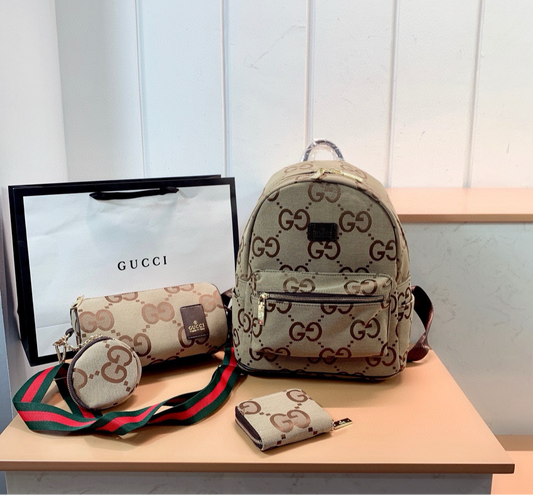 Set Mochila + Bolso Y Monedero Gucci