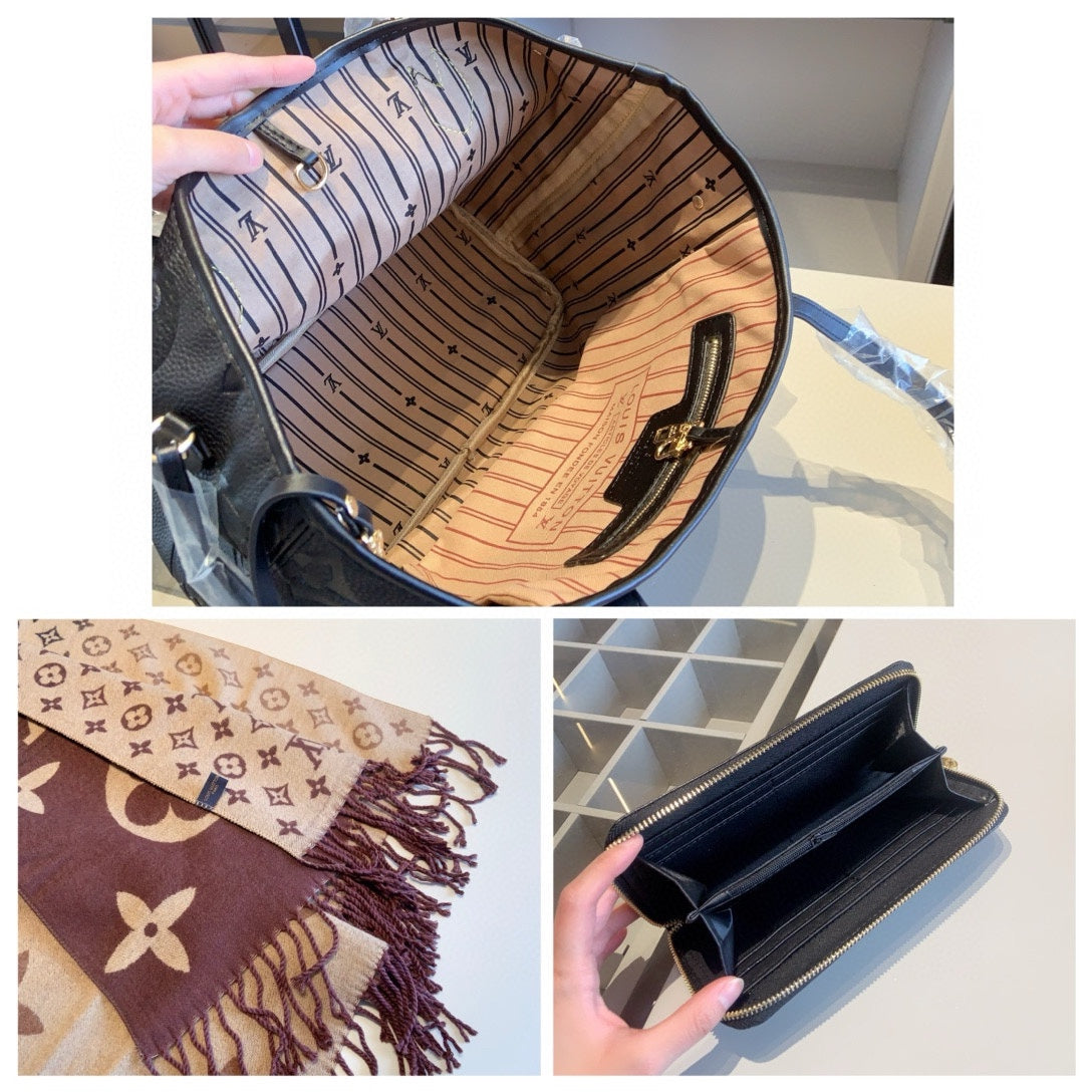 LV Bag + Purse &amp; Scarf Set