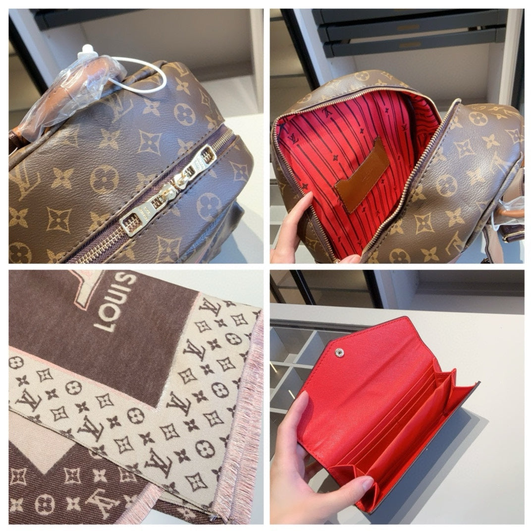 LV Backpack + Purse &amp; Scarf Set